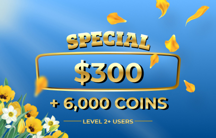 Apr 2024 Real Cash $300 + 6,000 Coins Sweepstake image